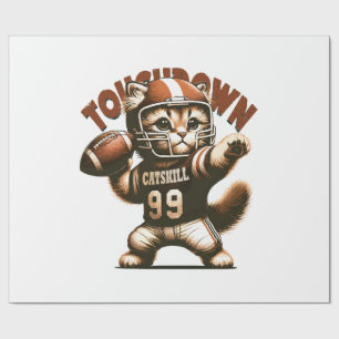Papier Cadeau Chat de football américain - Touchdown Purrfection