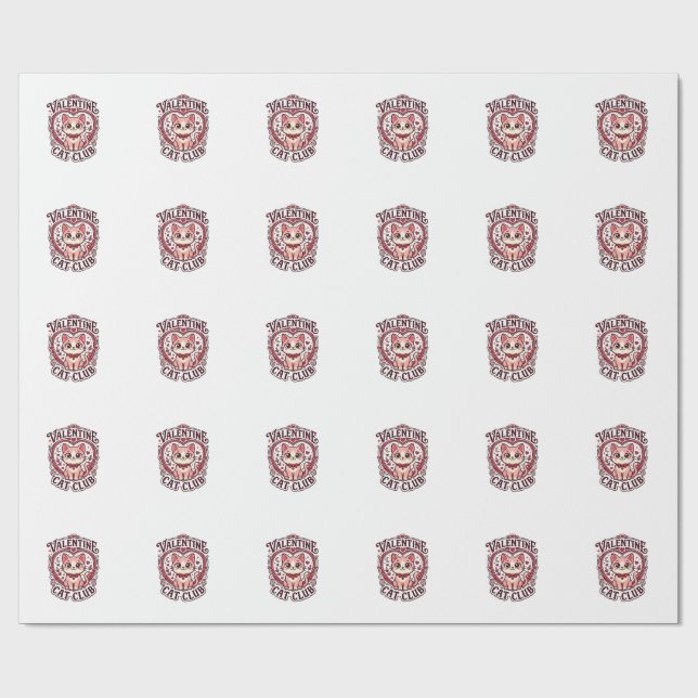 Papier Cadeau Chat de la Saint-Valentin Dessin drôle pour amateu (Plat)