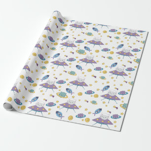 Papier Cadeau Chat de l'espace