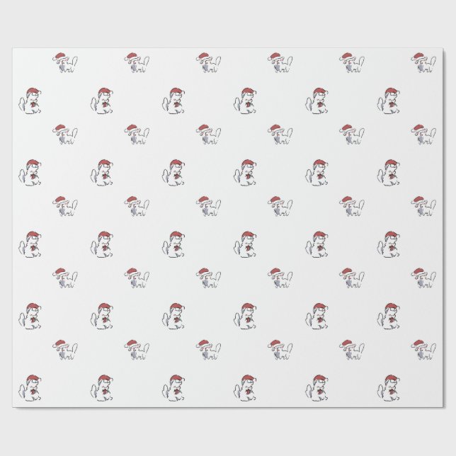 Papier Cadeau Chat de Noël (Plat)