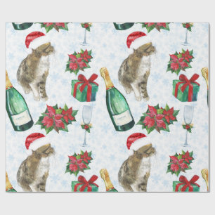 Papier Cadeau Chat de Noël Célébration d'Hiver