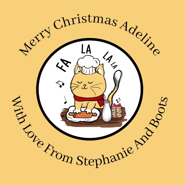 Papier Cadeau Chat de Noël Funky Personnalisé Sur Jaune Pâle (Créateur téléchargé)