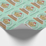 Papier Cadeau Chat de Noël mignon texte personnalisé papier d'em<br><div class="desc">Image originale de freepik.com (utilisée avec licence),  modifiée par moi. Voir mon magasin pour plus d'articles de Noël.</div>