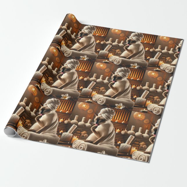 Papier Cadeau Chat de Siamese en Spa (Déroulé)