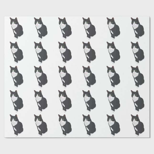 Papier Cadeau Chat de smoking (Plat)
