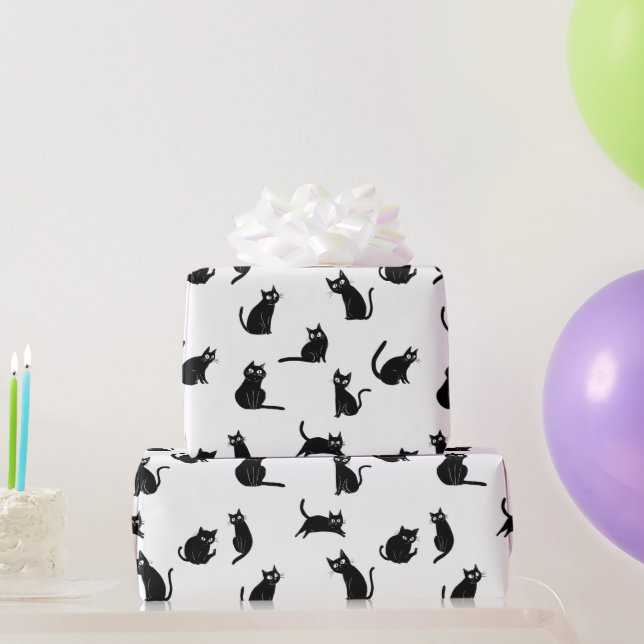 Papier Cadeau Chat drôle et effrayant d'Halloween (Cadeaux de fête)