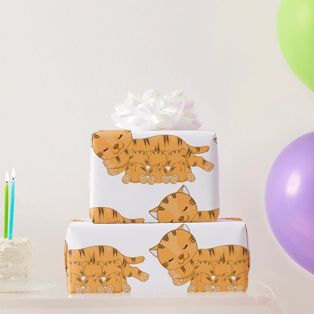 Papier Cadeau Chat endormi avec des chatons tétant (Créateur téléchargé)