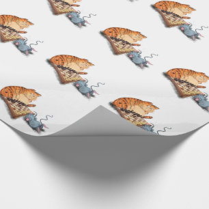 Papier Cadeau Chat et souris Jouer aux échecs Dessin amusant