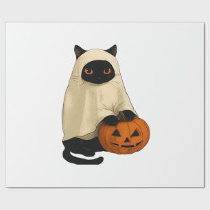 Papier Cadeau Chat Fantôme Noir avec T-Shirt Essentiel de Citrou