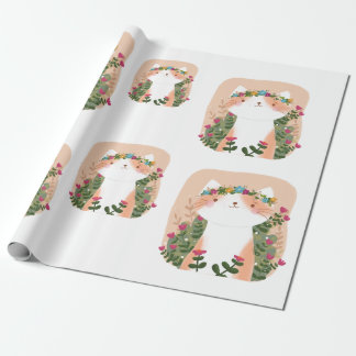 Papier Cadeau Chat floral mou