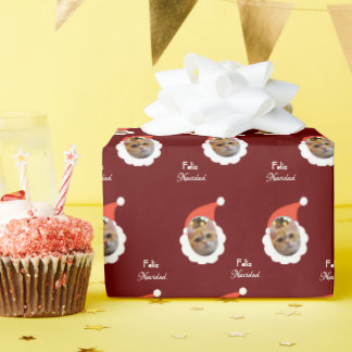 Papier Cadeau Chat Funny Face Joyeux Noël Photo espagnole
