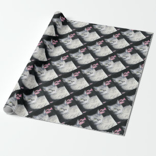 Papier Cadeau Chat gris