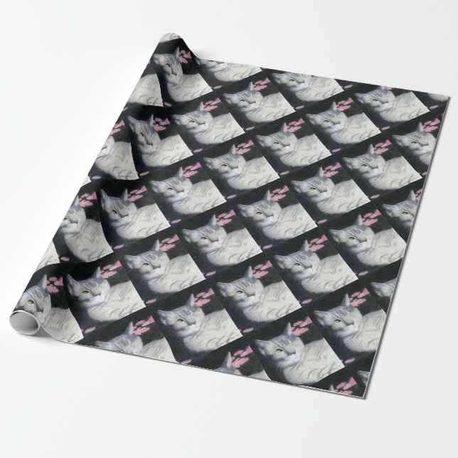 Papier Cadeau Chat gris (Déroulé)