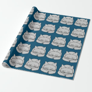 Papier Cadeau Chat gris dormant