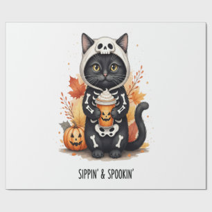 Papier Cadeau Chat Halloween Mignon Épouvantable