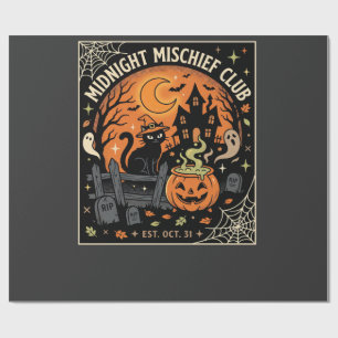 Papier Cadeau Chat hanté sous la lune d'Halloween_2