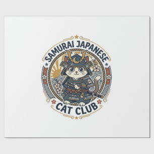 Papier Cadeau Chat japonais samouraï Art vectoriel POD - Samoura