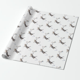 Papier Cadeau Chat Jouant Au Tennis