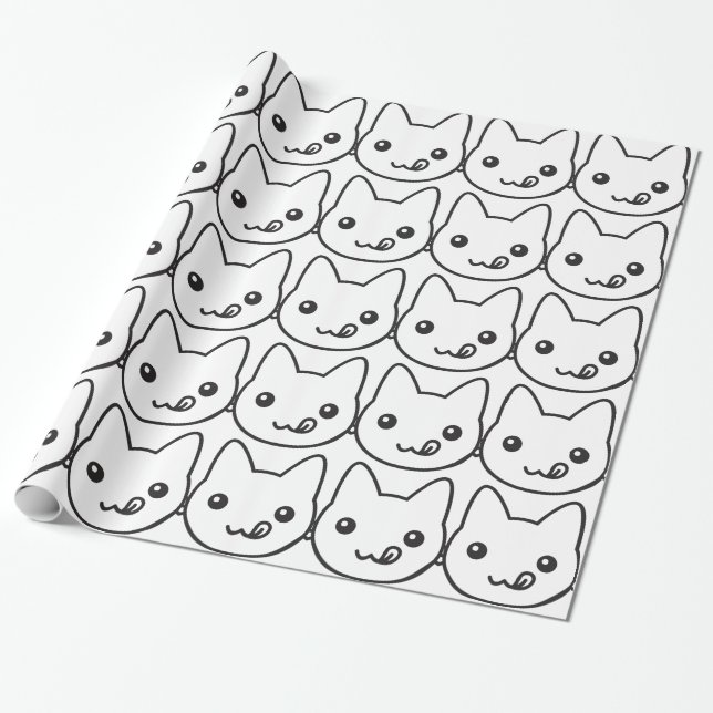 Papier Cadeau Chat Kawaii (Déroulé)