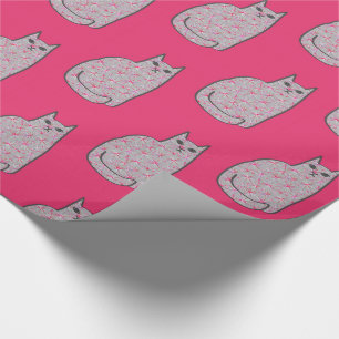 Papier Cadeau Chat moderne du milieu du siècle, gris / gris et r