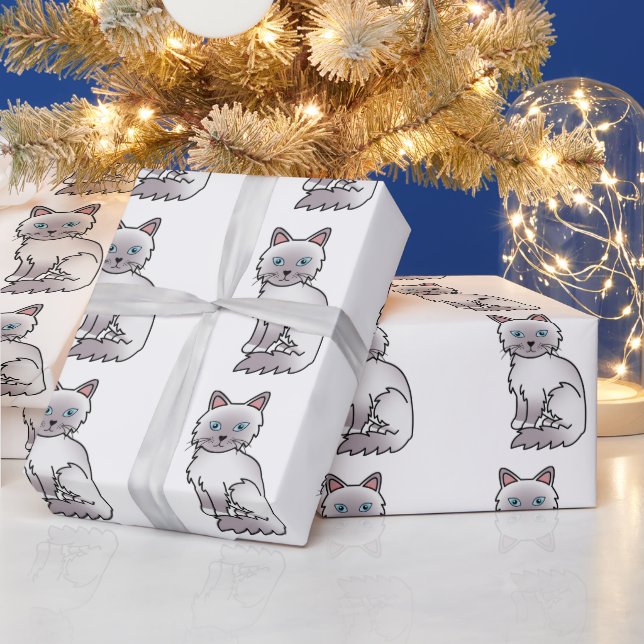 Papier Cadeau Chat motif mignon Birman / Ragdoll Lilac Point (Vacances)