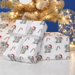 Papier Cadeau Chat Noël Animaux d'hiver Chats Enveloppement Papi