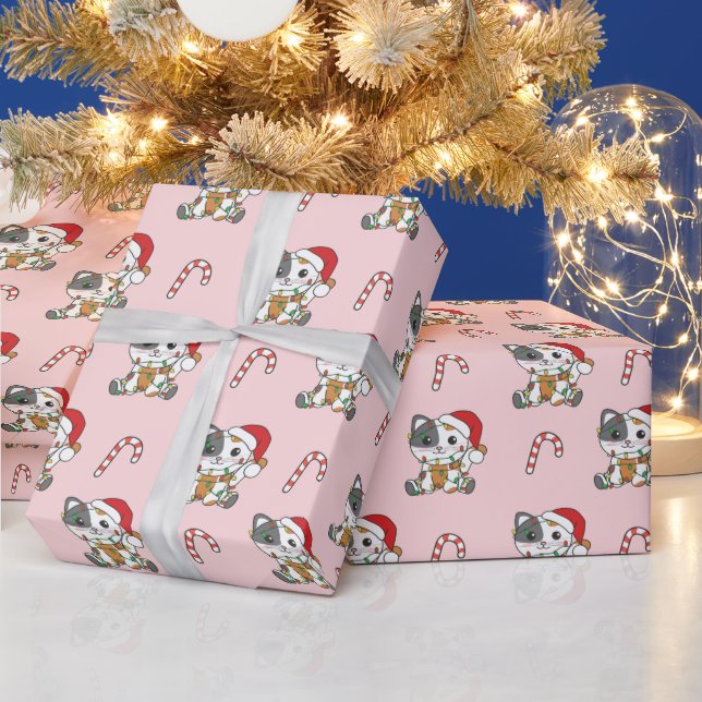Papier Cadeau Chat Noël Animaux d'hiver Chats Enveloppement Papi (Vacances)