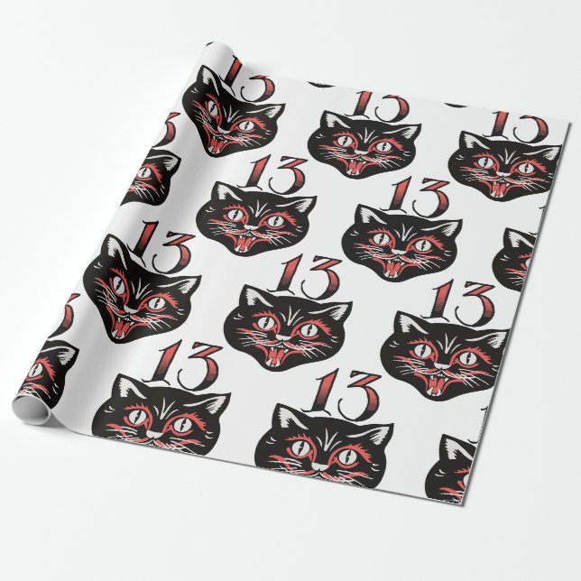 Papier Cadeau Chat noir (Déroulé)