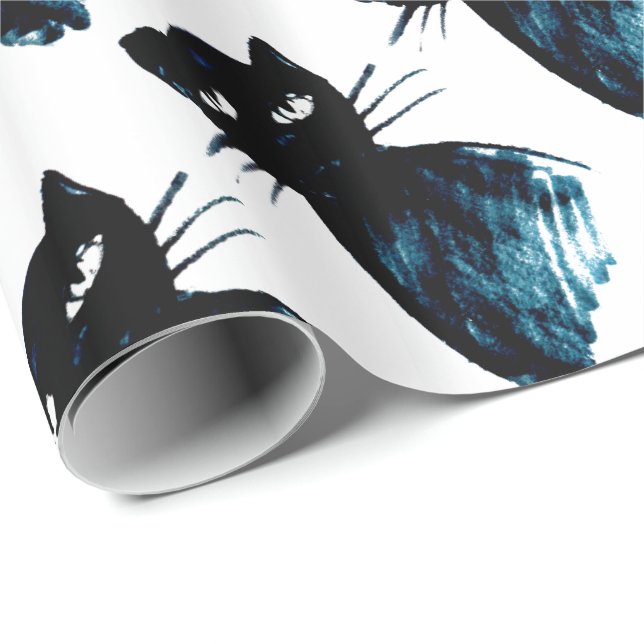 Papier Cadeau Chat noir 1 (Coin rond)