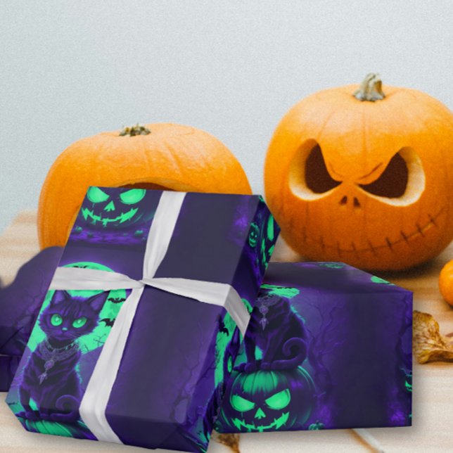 Papier Cadeau Chat noir aux yeux verts brillants (Créateur téléchargé)