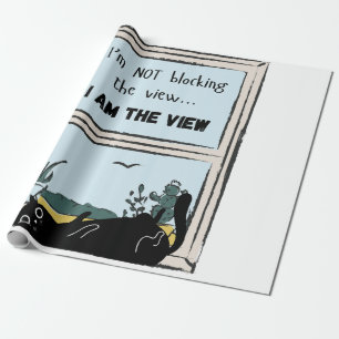 Papier Cadeau Chat noir drôle, je suis la vue 