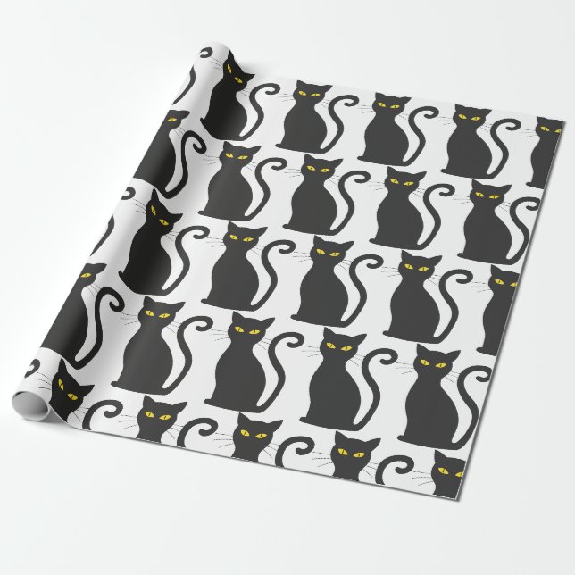 Papier Cadeau Chat noir mou (Déroulé)