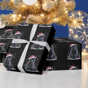 Papier Cadeau Chat noir Noël Chapeau de Père Noël Drôle Meowy Ch