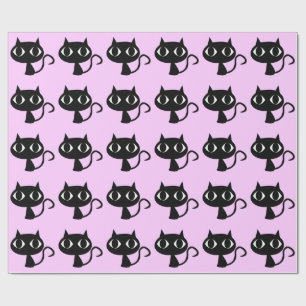 PAPIER CADEAU CHAT NOIR SHACK STENCIL MOTIF