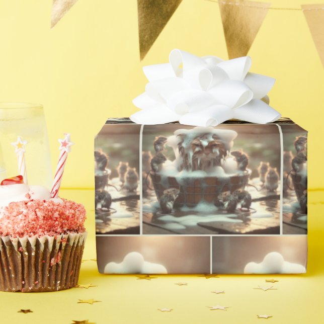 Papier Cadeau Chat Obtenir Un Bain (Fête d'anniversaire)