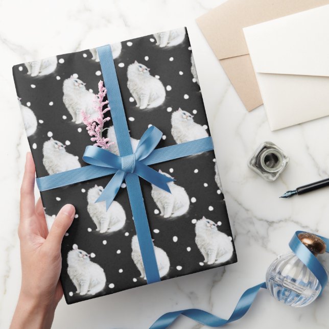 Papier Cadeau Chat persan à points (Cadeaux)