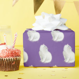 Papier Cadeau Chat persan sur violet