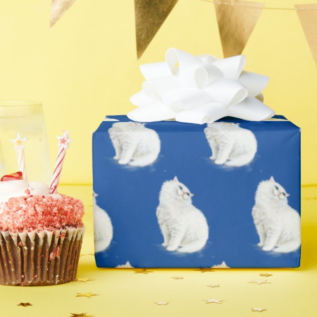 Papier Cadeau Chat Perse En Bleu (Fête d'anniversaire)