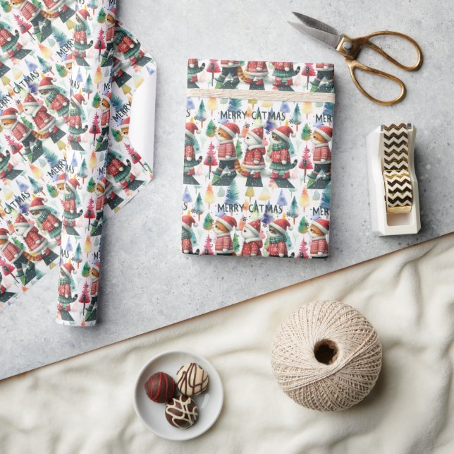 Papier Cadeau Chat pour Noël (Artisanat)