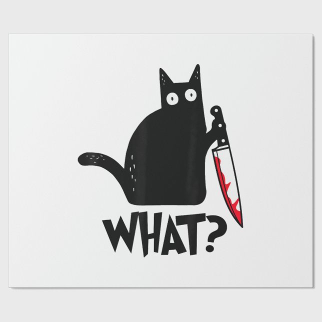 Papier Cadeau Chat Qu'est-ce que_ Drôle Chat Noir  (Plat)