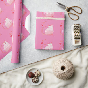 Papier Cadeau Chat rose