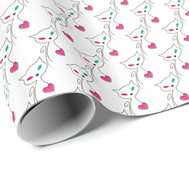 Papier Cadeau chat solitaire (Coin rond)