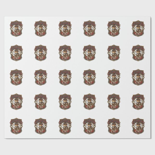 Papier Cadeau Chat Steampunk Steampunk Chat Vintage (Plat)