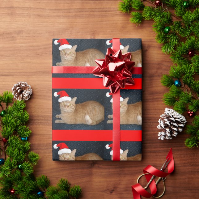 Papier Cadeau Chat Tabby Orange de Noël (Cadeau de vacances)
