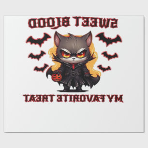 Papier Cadeau Chat Vampire Coléreux Convoite Sang Sucré d'Hallow