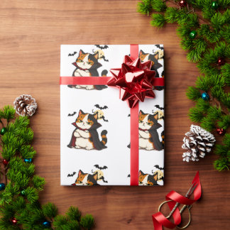 Papier Cadeau Chat Vampire Grincheux Halloween