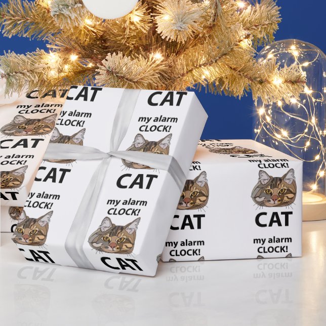 Papier Cadeau Chat Visage Mon Réveil Tabby Cat (Vacances)