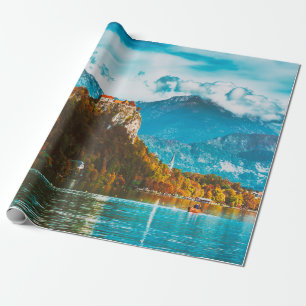 Papier Cadeau Château de Bled construit au sommet d'une falaise 