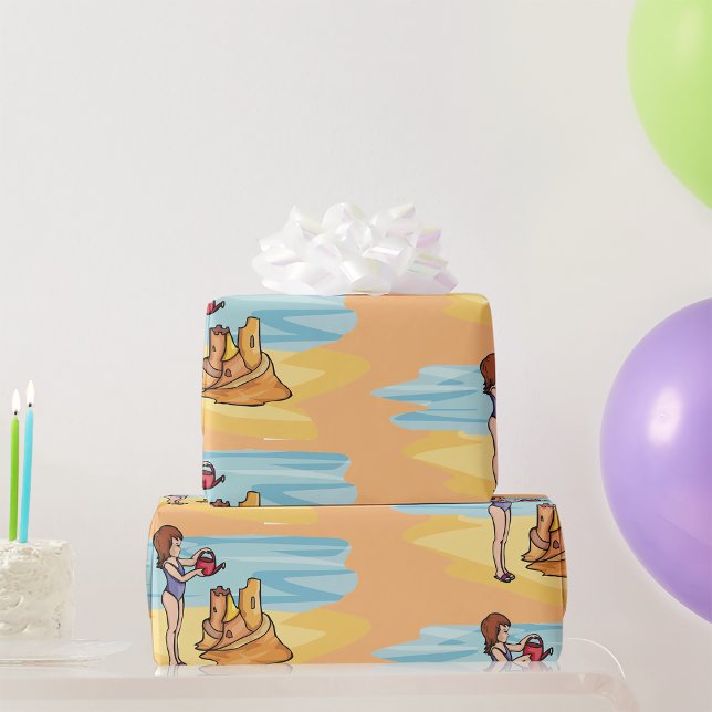 Papier Cadeau Château de sable de plage (Créateur téléchargé)