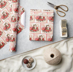 Papier Cadeau Chaton tigré assis dans une boîte de bonbons